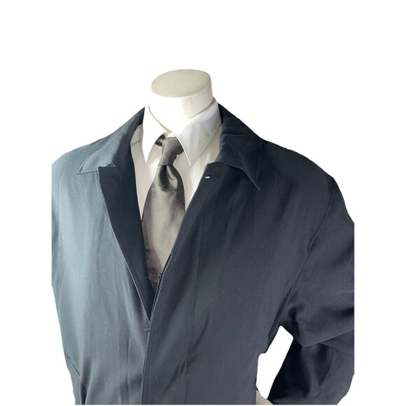 STAFFORD Men 42R Raincoat Travel Black Trenchcoat Jacket Removable Liner - Picture 2 of 15